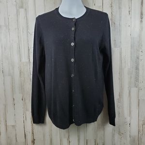 Nicole Miller Original Womens Cardigan Sweater M Black Button Front Sparkly S15